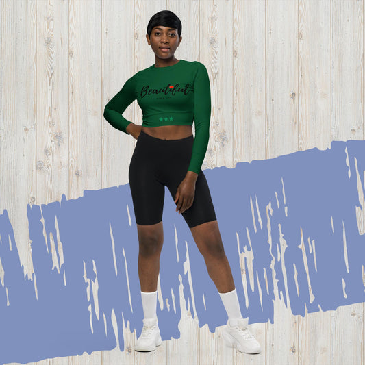 Recycled long-sleeve crop top