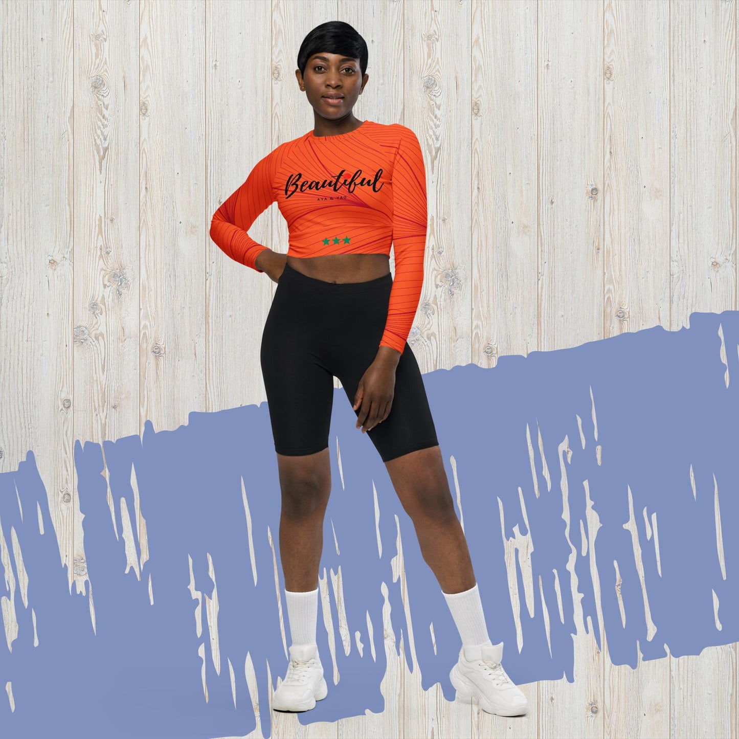 Recycled long-sleeve crop top